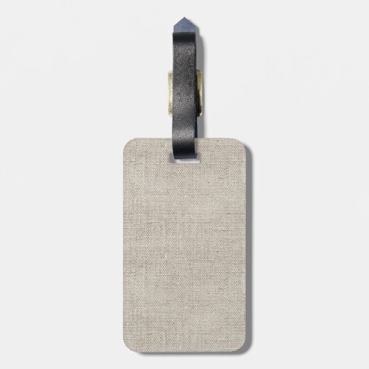 Linnen stof Natuurlijke NAAM Tijdloze reizen Bagagelabel (Achterkant verticaal)