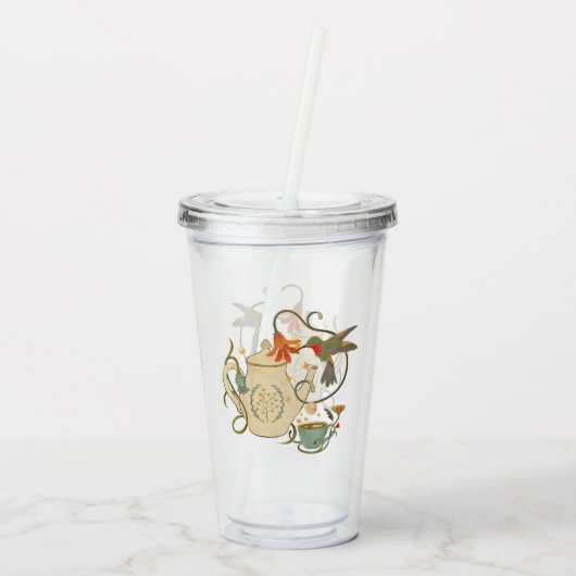 Linnen  Tea Party Acryl Drinkbeker (Achterkant)