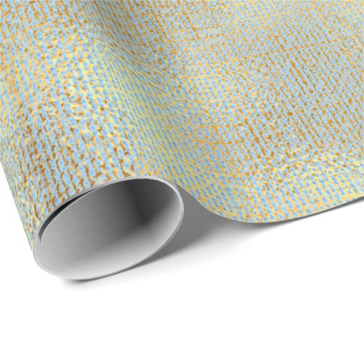 Linnen Textuur Goud Water Blauw Minimaal Cadeaupapier (Rol Hoek)