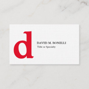 Linnen trendy modern rood monogram visitekaartje
