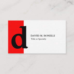 Linnen trendy modern rood zwart monogram visitekaartje