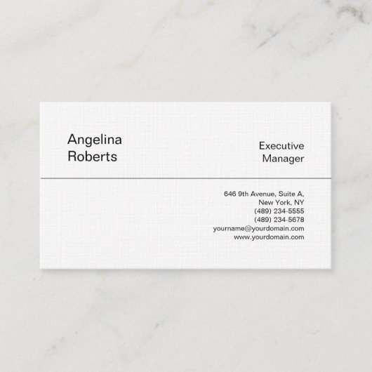 Linnen trendy professionele plain minimalist visitekaartje (Voorkant)