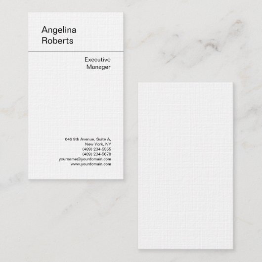 Linnen trendy professionele plain minimalist visitekaartje (Voorkant / Achterkant)