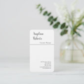 Linnen trendy script professioneel effen minimalis visitekaartje (Staand voorkant)