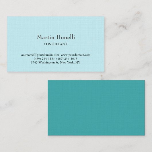 Linnen Uniek Klassiek Eenvoudig Groen Blauw Visitekaartje (Voorkant / Achterkant)