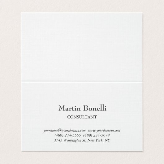 Linnen Uniek Klassiek Eenvoudig Wit Visitekaartje (Buitenkant ongevouwen)
