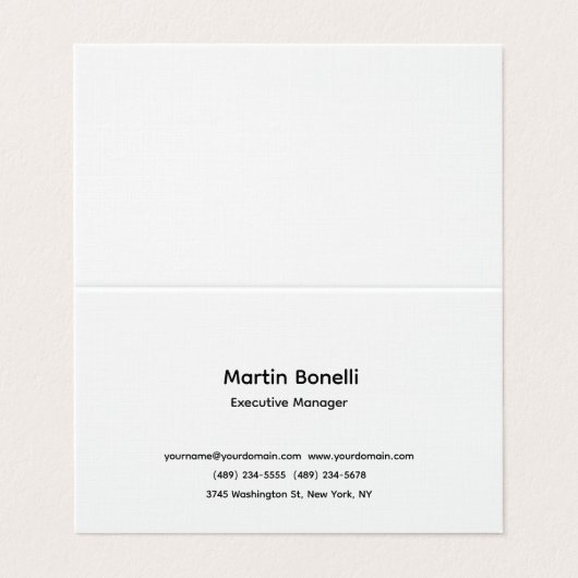 Linnen Uniek Klassiek Eenvoudig Wit Visitekaartje (Buitenkant ongevouwen)