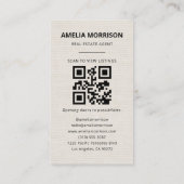 Linnen Vastgoedmakelaar QR-code Foto Visitekaartje (Achterkant)