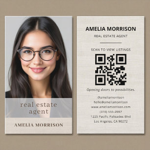 Linnen Vastgoedmakelaar QR-code Foto  Visitekaartje