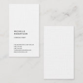 Linnen Verticaal Wit Trendy Minimalistische Plain  Visitekaartje (Voorkant / Achterkant)