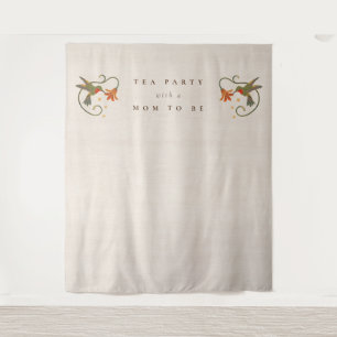 Linnen Vintage Faecore Bloemige Thee Baby Shower Wandkleed
