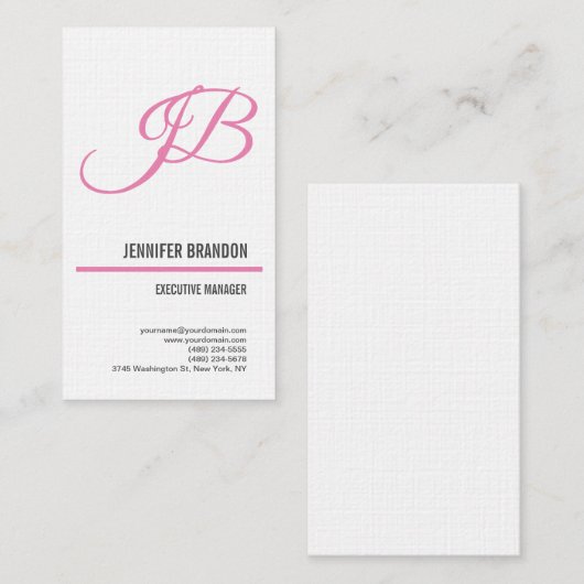 Linnen Vrouwelijk Handschrift Monogram Minimalist Visitekaartje (Voorkant / Achterkant)