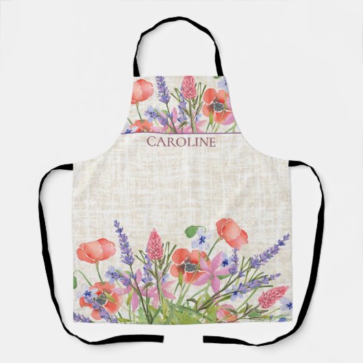 Linnen Waterverf - Aangepast verjaardagscadeau voo Schort (Voorkant)