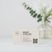 Linnen Zakelijk QR Code Bedrijfslogo Visitekaartje (Staand voorkant)