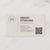 Linnen Zakelijk QR Code Bedrijfslogo Visitekaartje (Voorkant)