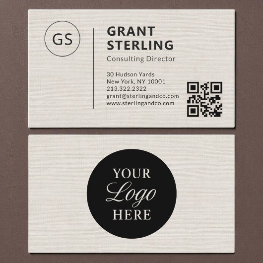 Linnen Zakelijk QR Code Bedrijfslogo Visitekaartje