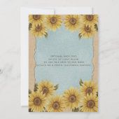 Linnen zonnebloem blauw Quinceañera Kaart (Achterkant)