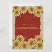 Linnen  zonnebloem rood Quinceañera Invitatio Kaart (Achterkant)