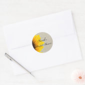 Linnen Zonnebloem Rustieke Vrijgezellenfeest Stick Ronde Sticker (Envelop)