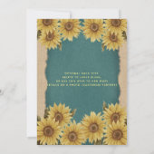 Linnen  zonnebloem turquoise Quinceañera Kaart (Achterkant)
