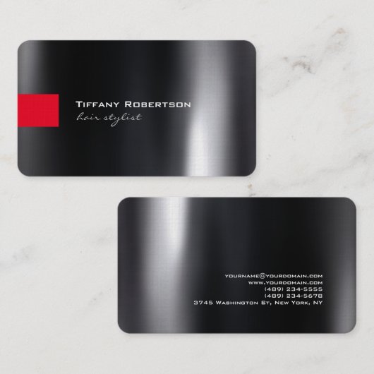 Linnen Zwart Grijs Rood Kleur Haar Stylist Salon Visitekaartje (Voorkant / Achterkant)