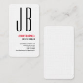 Linnen Zwart Rood Wit Monogram Minimalistisch Mode Visitekaartje (Voorkant / Achterkant)