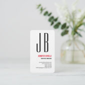 Linnen Zwart Rood Wit Monogram Minimalistisch Mode Visitekaartje (Staand voorkant)