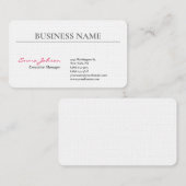 Linnen Zwart Wit Roze Elegant Modern Eenvoudig Visitekaartje (Voorkant / Achterkant)