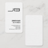 Linnen Zwart Wit Vet Monogram Minimalistisch Moder Visitekaartje (Voorkant / Achterkant)