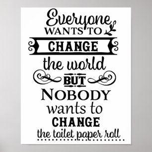 Linnenkleurige WC-papierhouder Badkamer Poster