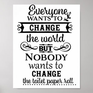 Linnenkleurige WC-papierhouder Badkamer Poster