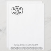 Linnenpapier met briefhoofd/witmonogram briefhoofd ontwerp (Voorkant / Achterkant)