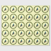 Linnie Kerstmis Wreath Cadeaupapier (Vlak)