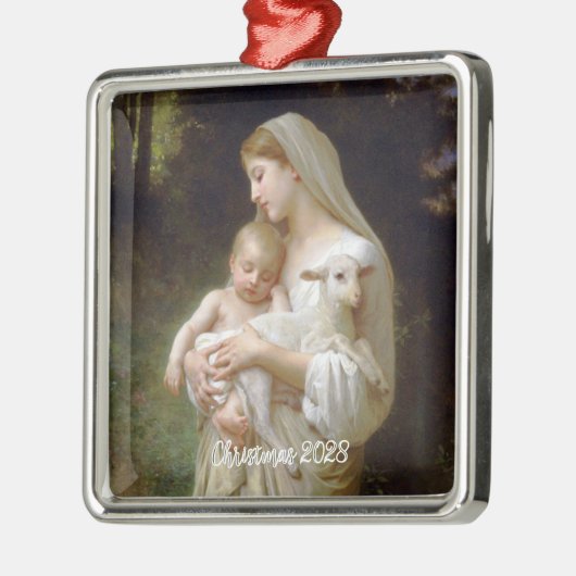 L'Innocence Moeder Maria en Jezus Custom Text Jaar Metalen Ornament (Links)