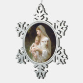 L'Innocence Moeder Maria en Jezus Custom Text Jaar Tin Sneeuwvlok Ornament (Rechts)