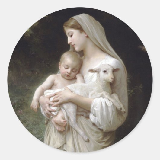L'Innocence, William-Adolphe Bouguereau Ronde Sticker (Voorkant)