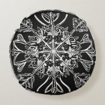 Linocut Art Round Pillow