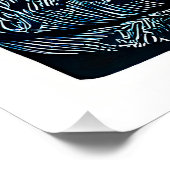 Linocut Bearded Man met een kat Perfect Poster (Hoek)