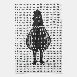 Linocut Chicken Theedoek