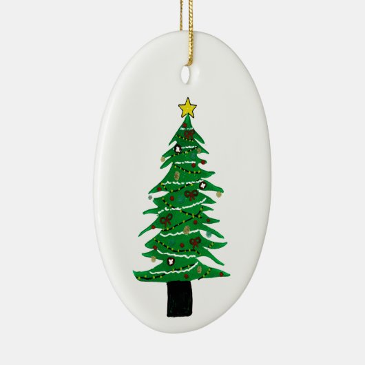 Linocut Design Nostalgia Kerstboom Ornament (Rechts)