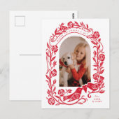 Linocut houdt van vogels en rozen boogfoto ontwerp briefkaart (Voorkant / Achterkant)