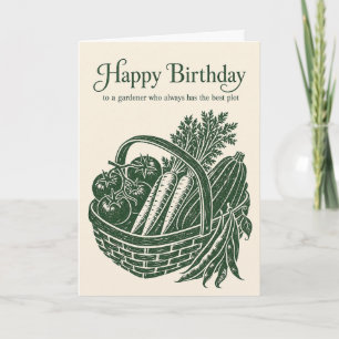 Linocut oogstmand tuinier verjaardagskaart kaart
