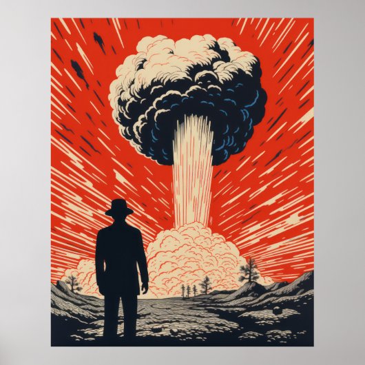 Linocut Poster - Elegant Man in pak en H (Voorkant)