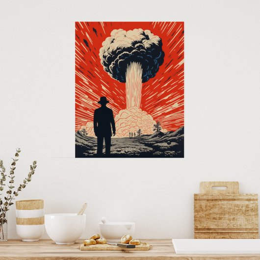  Linocut Poster - Elegant Man in pak en H (Keuken)