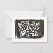 Linocut-Roos Notitiekaartje (Voorkant)