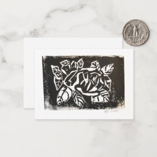Linocut-Roos Notitiekaartje