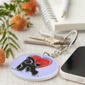 Linocut van een Poodle Sleutelhanger (Voorkant Rechts)