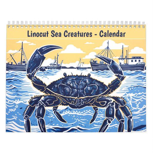 Linocut Zeedieren Kalender (Hoes)