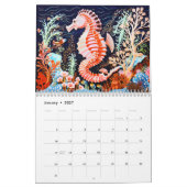 Linocut Zeedieren Kalender 2026 (Jan 2027)