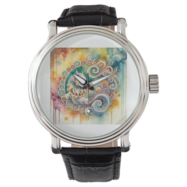 Linsang Beauty 160724AREF204 - Watercolor Horloge (Voorkant)